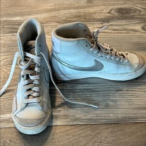 🤍Kids Nike Blazer White and Gray High-Top Sneakers